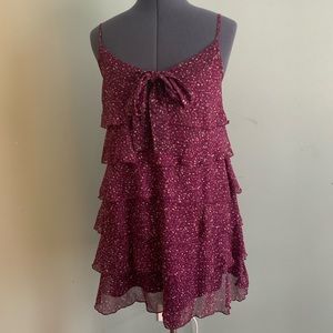 Tiered purple chiffon shift dress